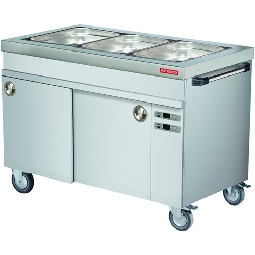 Mobile Bain Marie with Hot Cupboard 3xGN1/1 | Stalwart DA-BTEB711HM