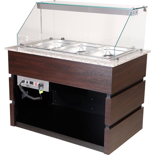 Professional Bain Marie Showcase 3xGN1/1 with Wooden Panels | Stalwart DA-CMB711