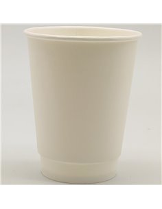 500pcs Compostable Coffee Cups Double wall 12oz/355ml White | Stalwart DA-WHDW12OZ