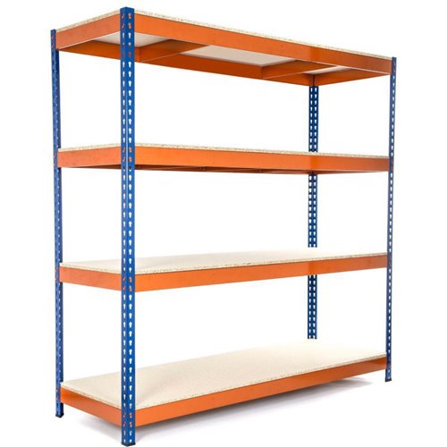 Industrial Shelving Unit Heavy duty 2135x610x1980mm 4 shelves 400kg/shelf Powder coated steel | Stalwart DA-TY6102135