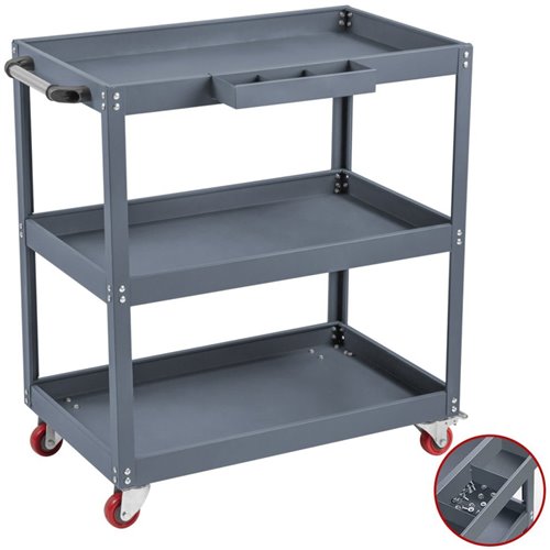 3 Tier Trolley Cart 750x355x730mm Steel | Stalwart DA-TC3