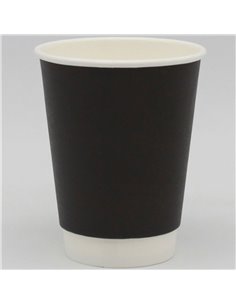 500pcs Compostable Coffee Cups Double wall 12oz/355ml Black | Stalwart DA-BDW12OZ