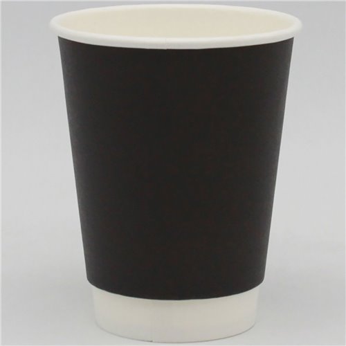 500pcs Compostable Coffee Cups Double wall 12oz/355ml Black | Stalwart DA-BDW12OZ