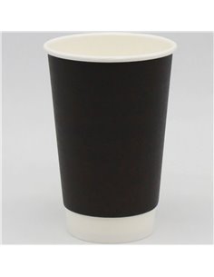 500pcs Compostable Coffee Cups Double wall 16oz/473ml Black | Stalwart DA-BDW16OZ