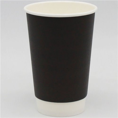 500pcs Compostable Coffee Cups Double wall 16oz/473ml Black | Stalwart DA-BDW16OZ