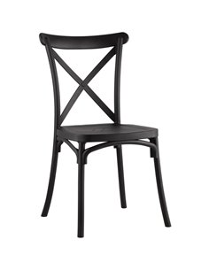 Bistro Dining Chair Cross Back PP/Fiberglass Black | Stalwart DA-WW050