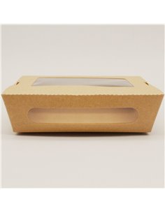 300pcs Kraft Salad Box with window 330ml PE | Stalwart DA-KSBWINDOW330