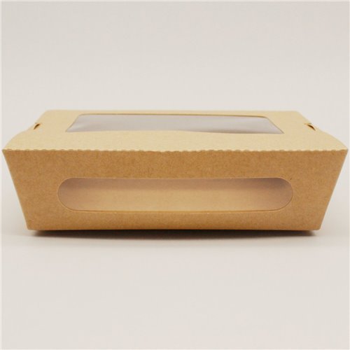 300pcs Kraft Salad Box with window 600ml PE | Stalwart DA-KSBWINDOW600