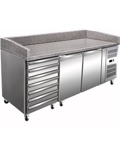 Refrigerated pizza preparation table 2 door 7 neutral drawers | Stalwart DA-THPZ2610TN