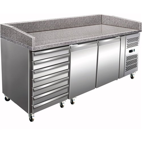 Refrigerated pizza preparation table 2 door 7 neutral drawers | Stalwart DA-THPZ2610TN