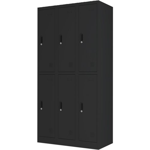 Commercial Black 6 Door Locker 900x450x1800mm | Stalwart DA-LOCKER6TWBLACK