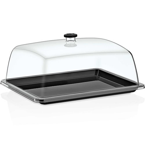 Polycarbonate Gastronorm Tray with Dome Cover GN1/2 Depth 20mm Black | Adexa DA-GF12-GFT12B