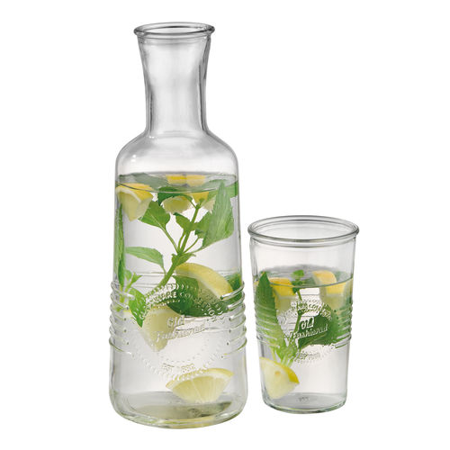 2 piece Glass Carafe set (includes 1x 1Ltr Bottle & 1 x 0.3Ltr Glass) STDP-10690