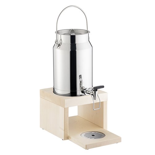 Stainless Steel Milk Dispenser with Maple Wood Base STDP-10838