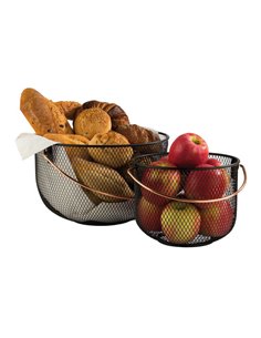 Black Metal Basket with Copper look Handle 21cm STDP-30207