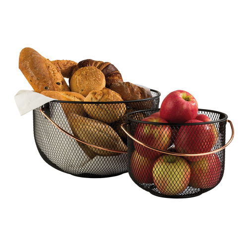 Black Metal Basket with Copper look Handle 21cm STDP-30207