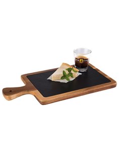 Acacia Wood Serving Board with Slate Tray inset 26 x 18cm STDP-00810