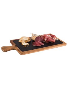 Acacia Wood Serving Board with Slate Tray inset 33 x 20cm STDP-00811