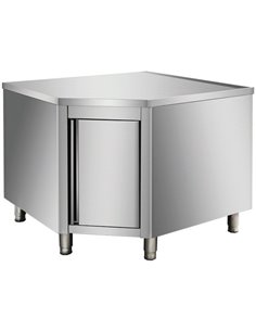 Commercial Worktop Floor Cupboard Corner unit Hinged door Stainless steel Sides 600mm | Stalwart DA-THESR106