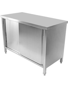 Commercial Worktop Floor Cupboard Sliding doors Stainless steel 1800x600x850mm | Stalwart DA-VTC186SL