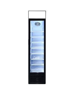 Commercial Bottle cooler Upright 145 litres Hinged glass door LED Canopy  Black | Stalwart DA-SC145B