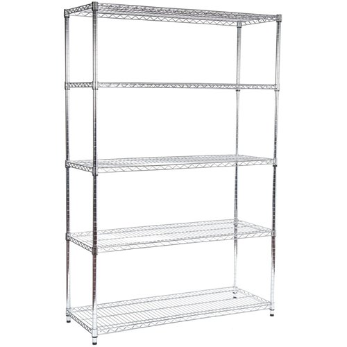 Commercial Shelving unit 5 tier 2250kg Width 900mm Depth 450mm Chrome wire | Stalwart Da-CR54691