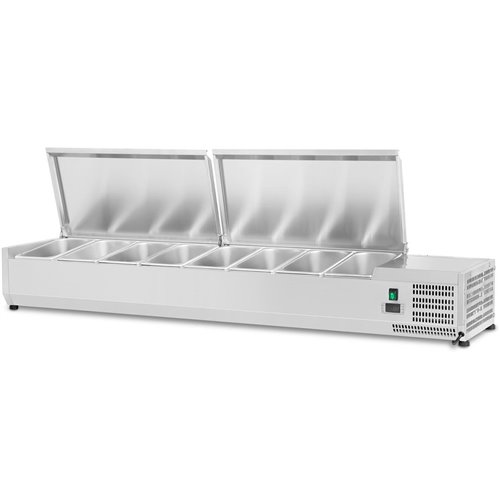 Refrigerated Servery Prep Top 1600mm 7xGN1/3 Stainless steel lid | Stalwart Da-GA516