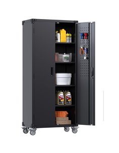 Commercial Storage Cabinet with wheels Black 800x420x1820mm | Stalwart DA-DL18X