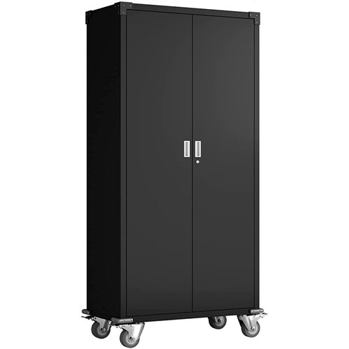 Commercial Storage Cabinet with wheels Black 900x450x1880mm | Stalwart DA-DL17