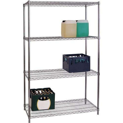 Commercial Shelving unit 4 tier 1000kg Width 1200mm Depth 450mm Chrome wire | DA-CR12045180A4