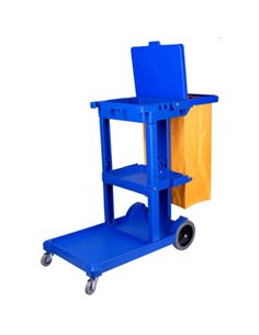 Professional Janitor/Cleaning Trolley Blue with Lid 1200x520x990mm | Stalwart DA-JYXMC302