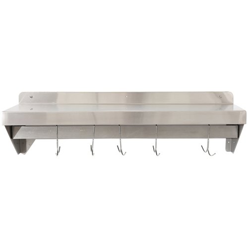 Wall shelf with Pot rack 12 hooks Stainless steel 1200x300x254mm | DA-WHPR123025