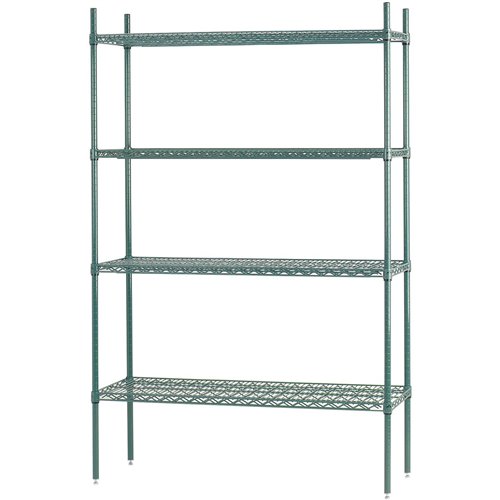 Commercial Shelving unit 4 tier 1000kg Width 1500mm Depth 450mm Green Zink &amp Epoxy wire | DA-ZG15045180A4