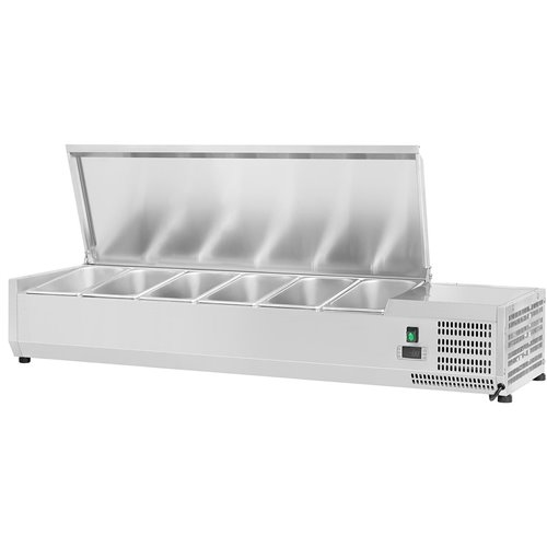 Refrigerated Servery Prep Top 1400mm 6xGN1/3 Depth 380mm Stainless steel lid | DA-GA514