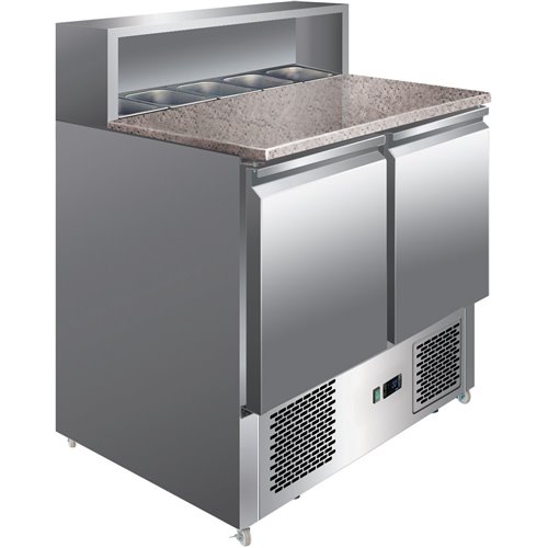 Pizza Prep Table 2 doors Stainless steel Pizza top 5xGN1/6 Depth 700mm | DA-PZ22