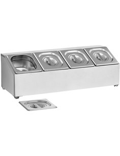 Commercial Condiment Holder including 4xGN1/6 pans &amp lids | DA-CHD04A