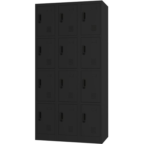 Commercial Black 12 Door Locker 900x400x1800mm | Stalwart DA-LOCKER12TWBLACK