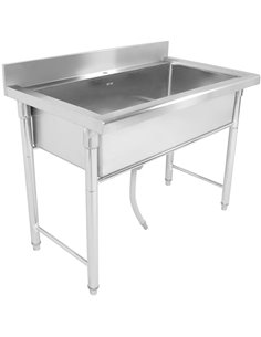 Commercial Hand and Pot Wash Sink Stainless steel 1 bowl Splashback 1800mm Depth 500mm Round legs | Stalwart DA-PSR18050