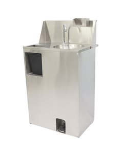 Foot Operated Mobile Wash Basin with Backsplash Paper Towel Dispenser & Castors Stainless Steel