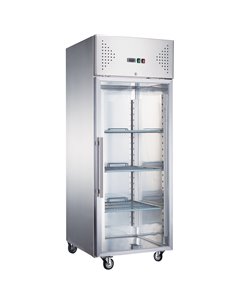 685lt Commercial Refrigerator Stainless Steel Upright cabinet Single glass door GN2/1 Ventilated cooling | Stalwart DA-R650VGLAS