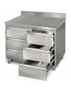 Commercial drawer cabinet Stainless steel 6 drawers Upstand Width 1000mm Depth 700mm | DA-VIG107S6A