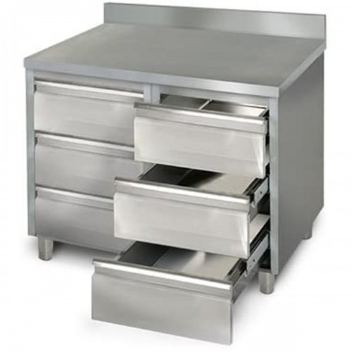 Commercial drawer cabinet Stainless steel 6 drawers Upstand Width 1000mm Depth 700mm | DA-VIG107S6A