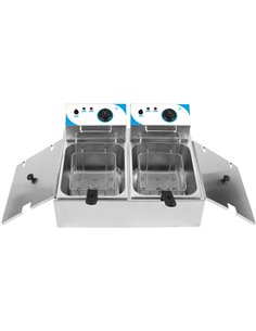 Commercial Twin Fryer Electric 8+8 litre 2+2kW Countertop | Stalwart WHCDFD