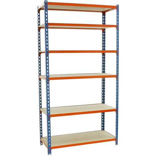 Industrial Shelving Unit Heavy duty 1500x450x1980mm 6 shelves 340 kg/shelf Powder coated steel | Stalwart DA-DX1500450