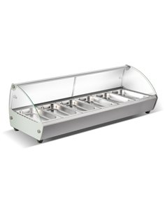 Countertop Curved Front Heated Display Case 6xGN1/3 Stainless Steel | Stalwart DA-HW6SS