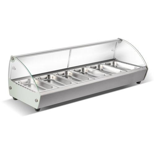 Countertop Curved Front Heated Display Case 6xGN1/3 Stainless Steel | Stalwart DA-HW6SS