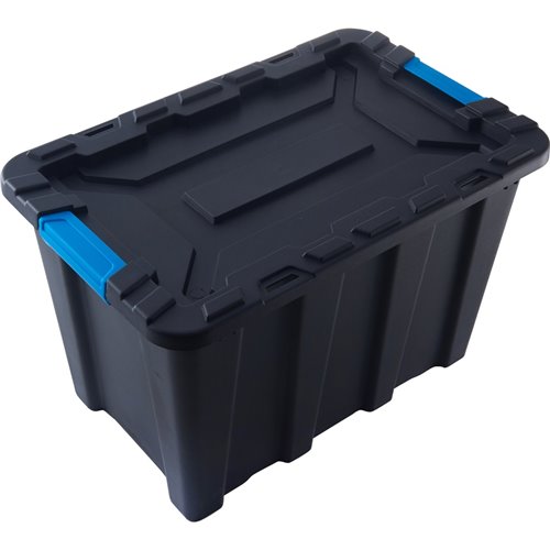 Pack of 8 Plastic Storage Box with Lid 55 litre 590x385x385mm Polypropylene | Stalwart DA-H0055K