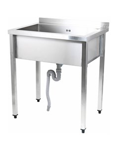 Commercial Pot Wash Sink Stainless steel 1 bowl Splashback 800x600x900mm Square legs | Stalwart DA-PSA8060