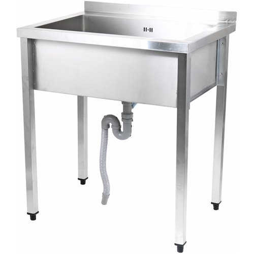 Commercial Pot Wash Sink Stainless steel 1 bowl Splashback 800x600x900mm Square legs | Stalwart DA-PSA8060