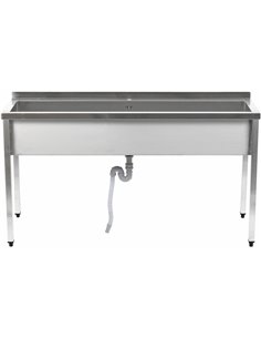 Commercial Pot Wash Sink Stainless steel 1 bowl Splashback 1400x600x900mm Square legs | Stalwart DA-PSA14060